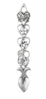 pewter welsh love spoon hands and dragon